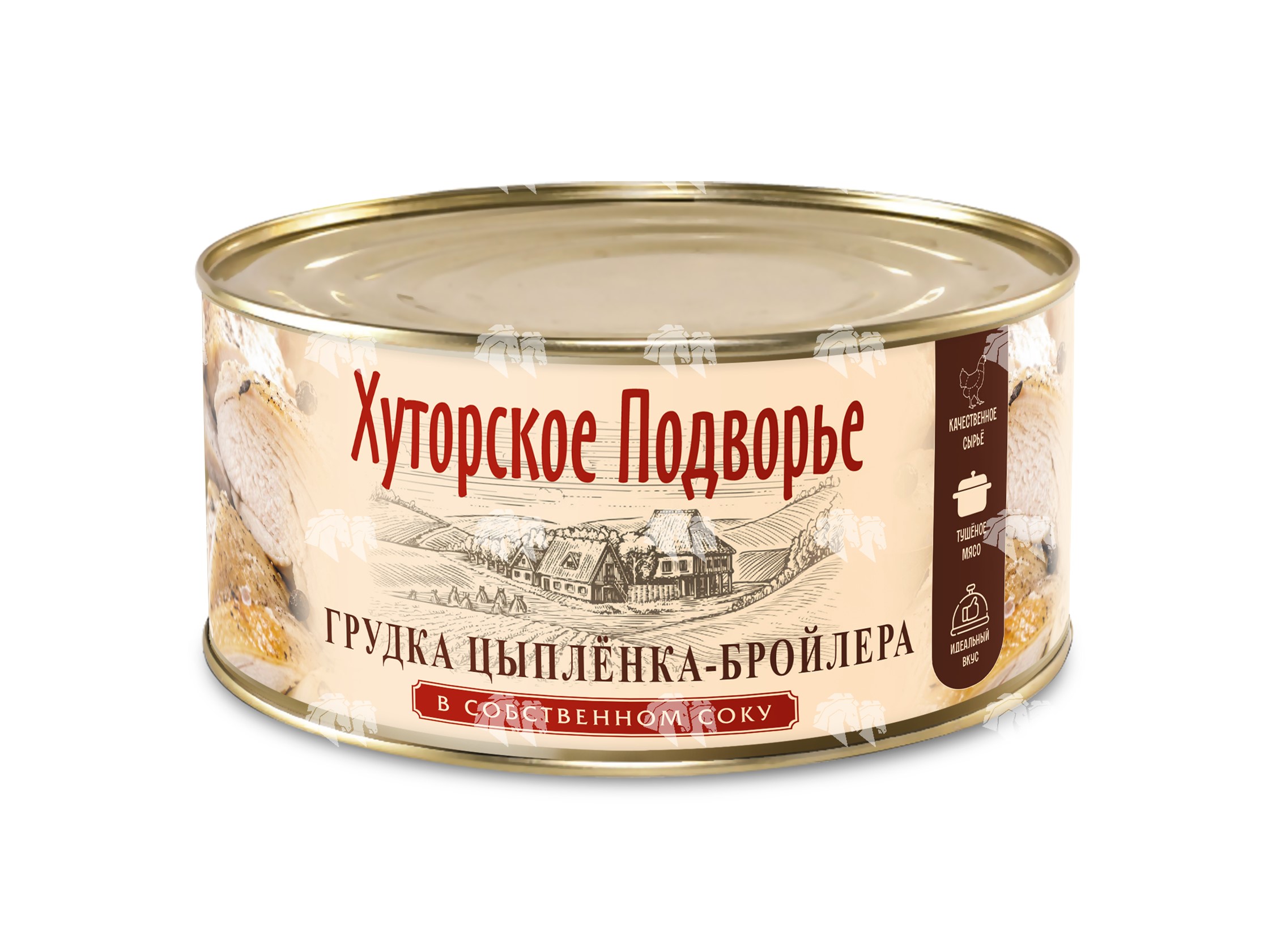 Грудка цыплёнка-бройлера в собственном соку, ТУ, 325 г, ж/б, без ключа
